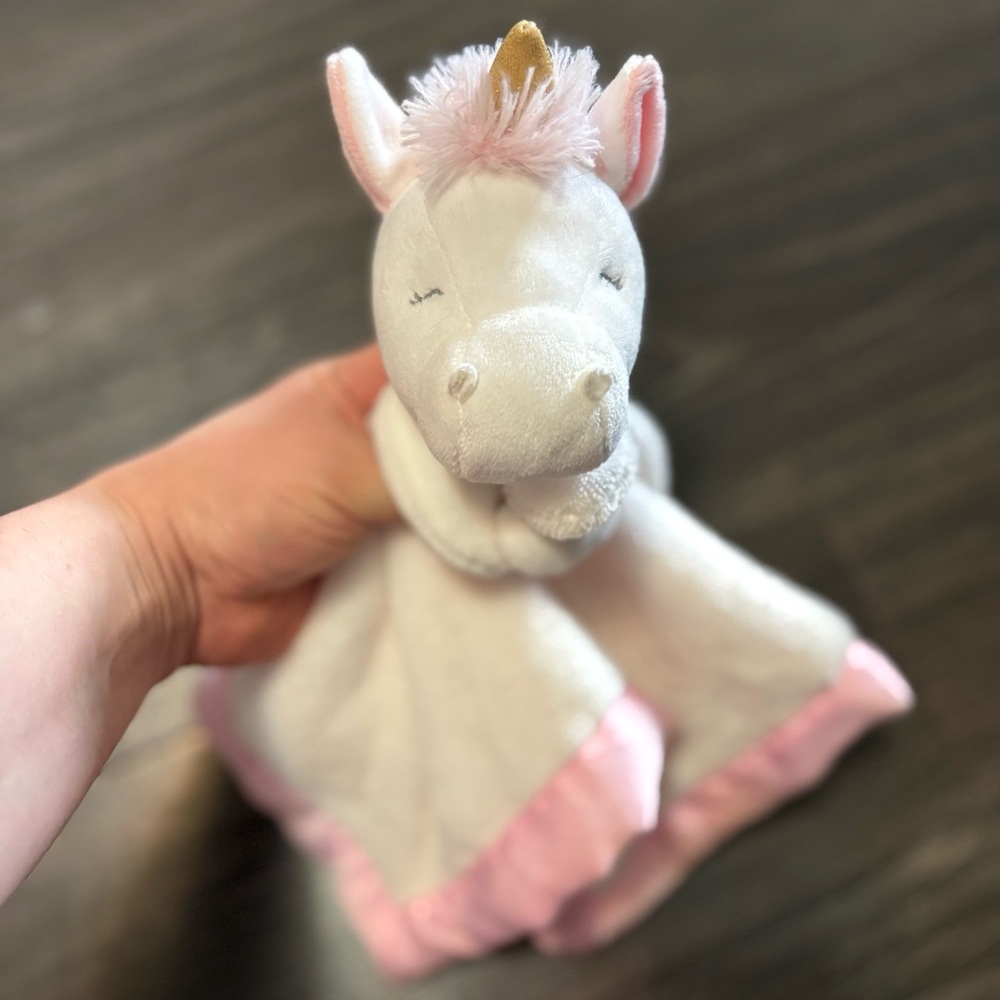 Carter's White and Pink Unicorn Lovey with Gold Horn